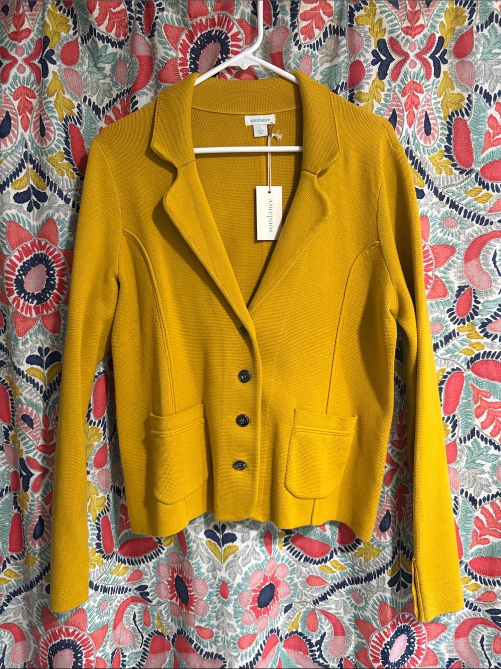 Sundance Golden Yellow Knit Blazer Cardigan